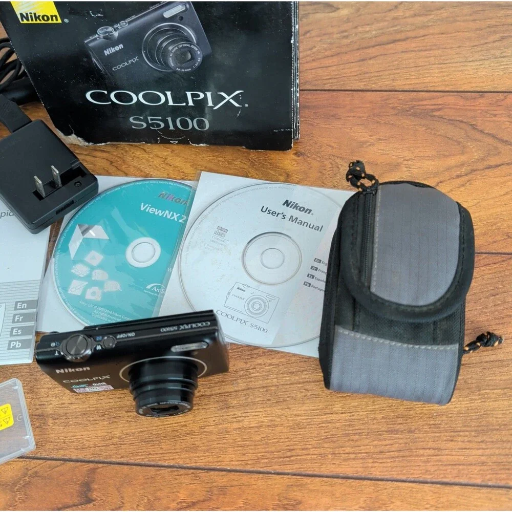 Nikon COOLPIX S5100 Digital Camera 5x Optical Zoom 12.2MP with Accessories Black